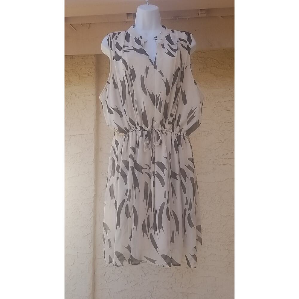 Nine West Women's Dress White/Cream Black Stripes Sheer Lined Size XXL